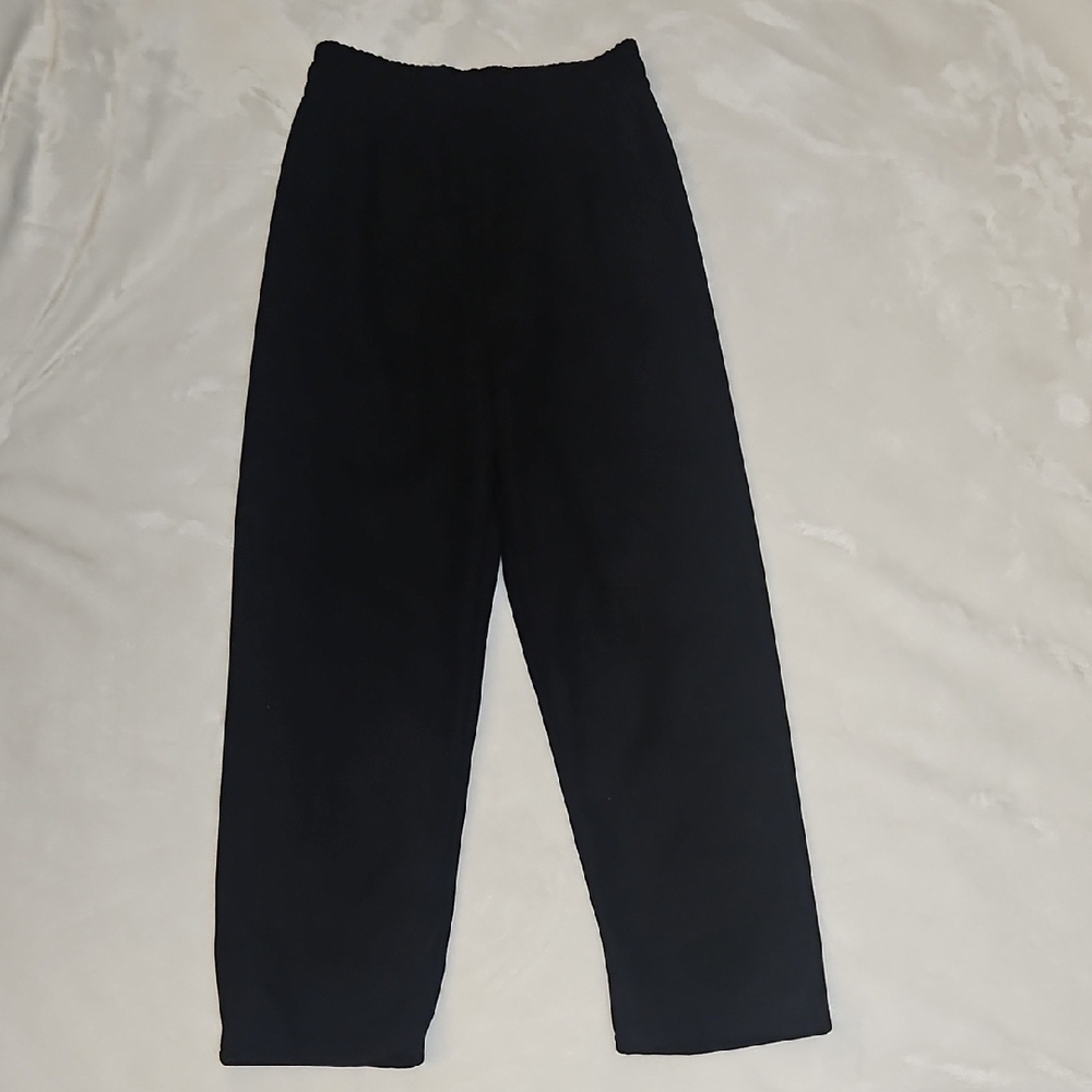 Black Ribbed Fleece-Lined Sweatpants - Picture 2 of 9